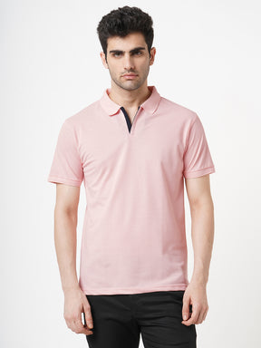 STITCH HUB Johnny Polo Men's Tshirt - Baby Pink Cotton Rich Blend, Regular Fit, Stylish & Versatile for Casual & Formal Wear