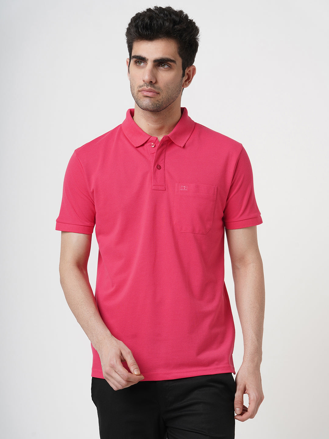 STITCH HUB Men's Matty Polo Tshirt Cotton Rich Blend – Pink Regular Fit, Breathable & Stylish for Casual & Outdoor Wear