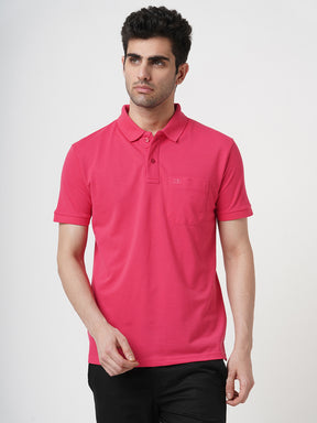 STITCH HUB Men's Matty Polo Tshirt Cotton Rich Blend – Pink Regular Fit, Breathable & Stylish for Casual & Outdoor Wear