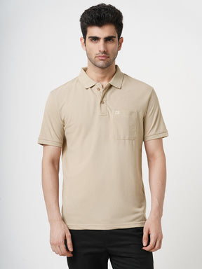 STITCH HUB Men's Matty Polo Tshirt – Beige, Cotton Rich Blend, Breathable, Stylish Casual & Formal Wear