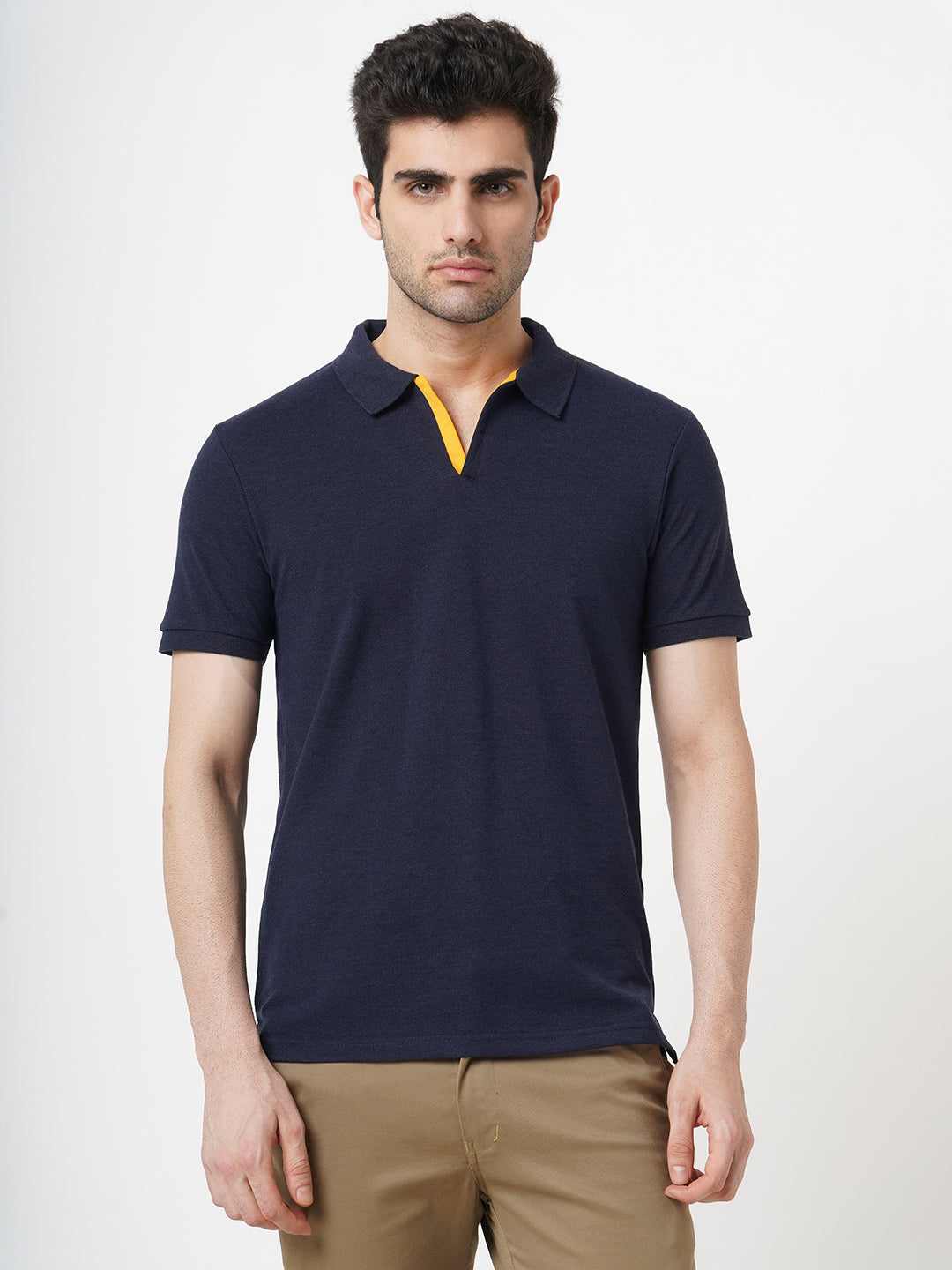STITCH HUB Men's Johnny Polo Tshirt Navy Cotton Rich Blend, Classic Fit, Breathable & Stylish for Casual & Formal Wear