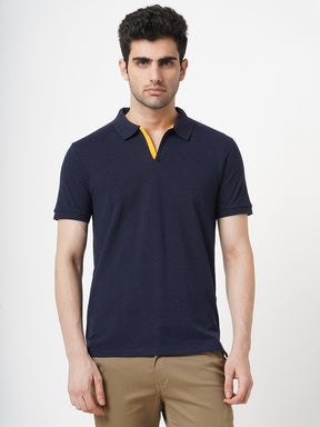 STITCH HUB Men's Johnny Polo Tshirt Navy Cotton Rich Blend, Classic Fit, Breathable & Stylish for Casual & Formal Wear