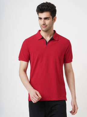 STITCH HUB Men's Polo Tshirt Cotton Rich Blend Regular Fit, Breathable, Versatile Casual & Formal Wear in Classic Red