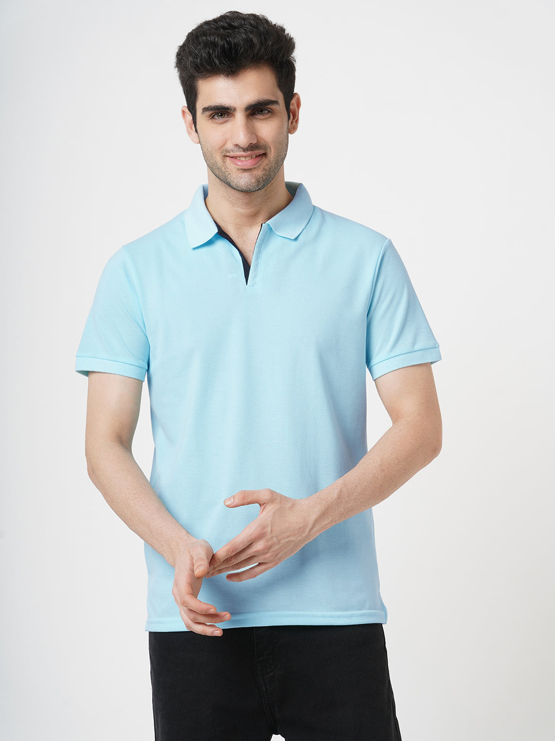 STITCH HUB Men's Aqua Polo Tshirt Cotton Rich Blend, Breathable & Stylish, Perfect for Casual & Outdoor Wear