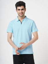 STITCH HUB Men's Aqua Polo Tshirt Cotton Rich Blend, Breathable & Stylish, Perfect for Casual & Outdoor Wear