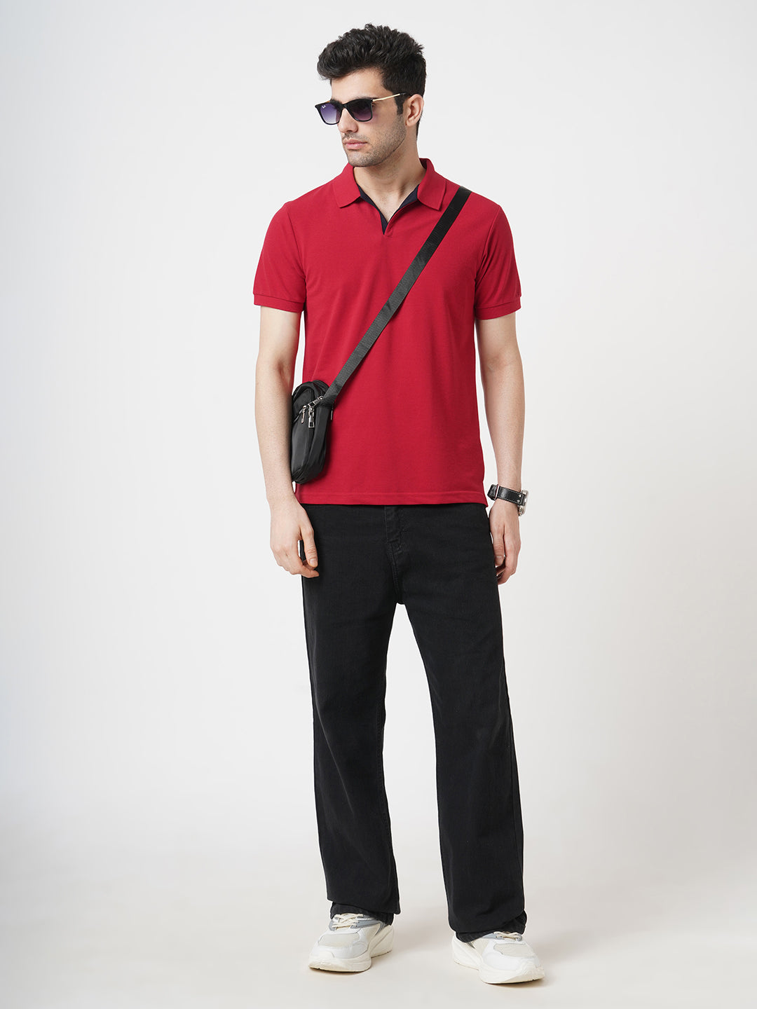 STITCH HUB Men's Polo Tshirt Cotton Rich Blend Regular Fit, Breathable, Versatile Casual & Formal Wear in Classic Red