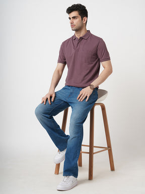 STITCH HUB Men's Matty Polo Tshirt – Mauve Cotton Rich Blend, Breathable & Stylish, Perfect for Casual & Outdoor Wear