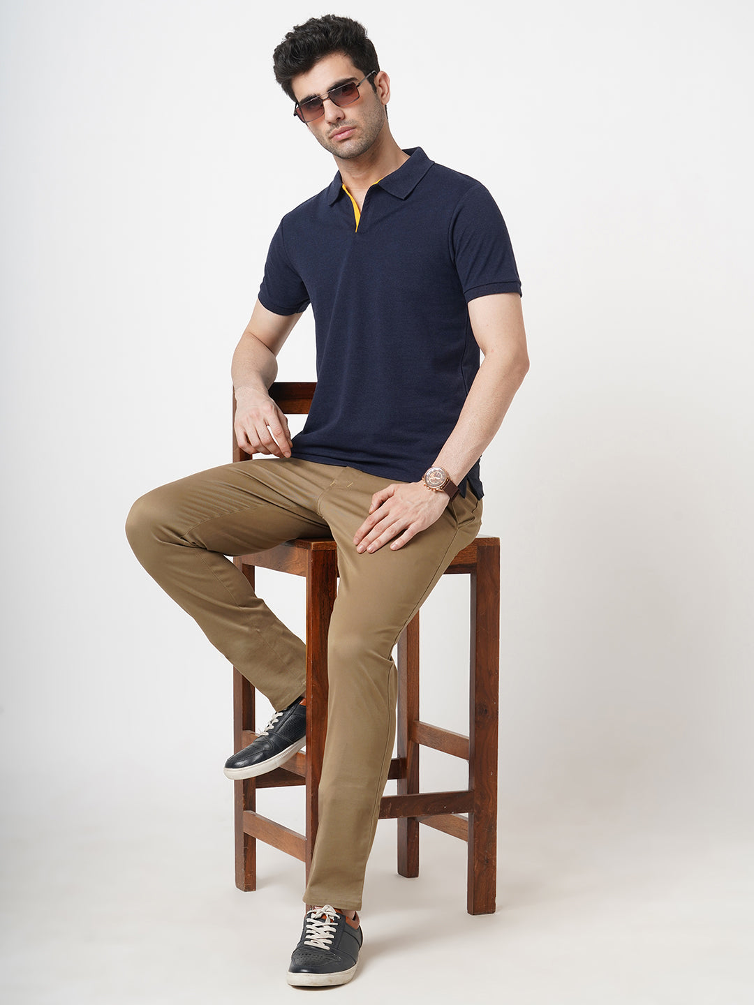 STITCH HUB Men's Johnny Polo Tshirt Navy Cotton Rich Blend, Classic Fit, Breathable & Stylish for Casual & Formal Wear