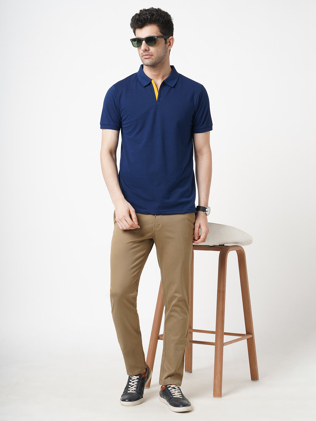 STITCH HUB Men's Polo Tshirt - Blue Cotton Rich Blend, Classic Fit for Versatile Casual & Formal Wear