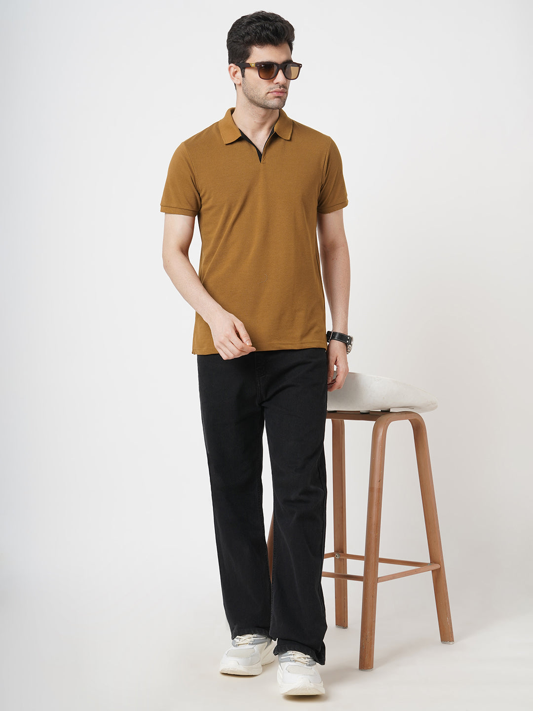 STITCH HUB Men's Polo Tshirt Cotton Rich Blend Comfortable, Stylish, and Breathable Copper Polo for Formal & Casual Wear