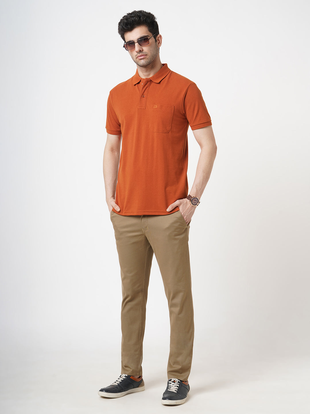STITCH HUB Matty Polo for Men, Rust Cotton Rich Blend – Stylish, Breathable, Durable Casual Wear