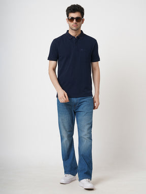 STITCH HUB Men's Matty Polo Tshirt – Navy, Cotton Rich Blend, Breathable & Stylish for Casual & Formal Wear