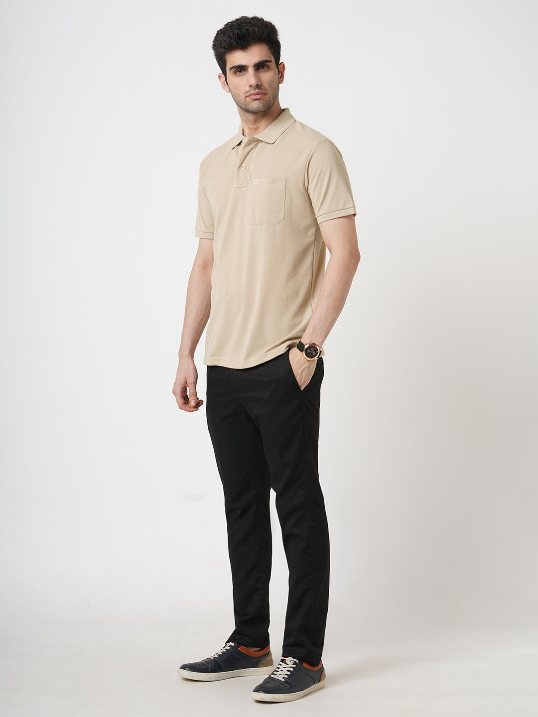 STITCH HUB Men's Matty Polo Tshirt – Beige, Cotton Rich Blend, Breathable, Stylish Casual & Formal Wear