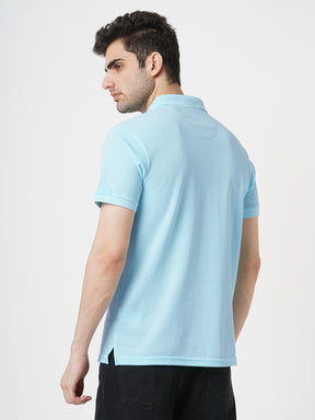 STITCH HUB Men's Aqua Polo Tshirt Cotton Rich Blend, Breathable & Stylish, Perfect for Casual & Outdoor Wear