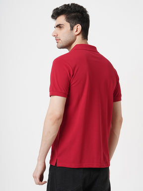 STITCH HUB Men's Polo Tshirt Cotton Rich Blend Regular Fit, Breathable, Versatile Casual & Formal Wear in Classic Red