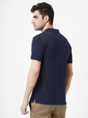 STITCH HUB Men's Johnny Polo Tshirt Navy Cotton Rich Blend, Classic Fit, Breathable & Stylish for Casual & Formal Wear