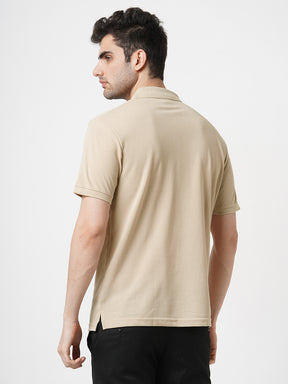 STITCH HUB Men's Matty Polo Tshirt – Beige, Cotton Rich Blend, Breathable, Stylish Casual & Formal Wear