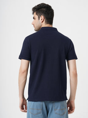 STITCH HUB Men's Johnny Polo Tshirt - Navy Cotton Rich Blend, Regular Fit, Stretchable, Formal & Casual Wear for Stylish Comfort