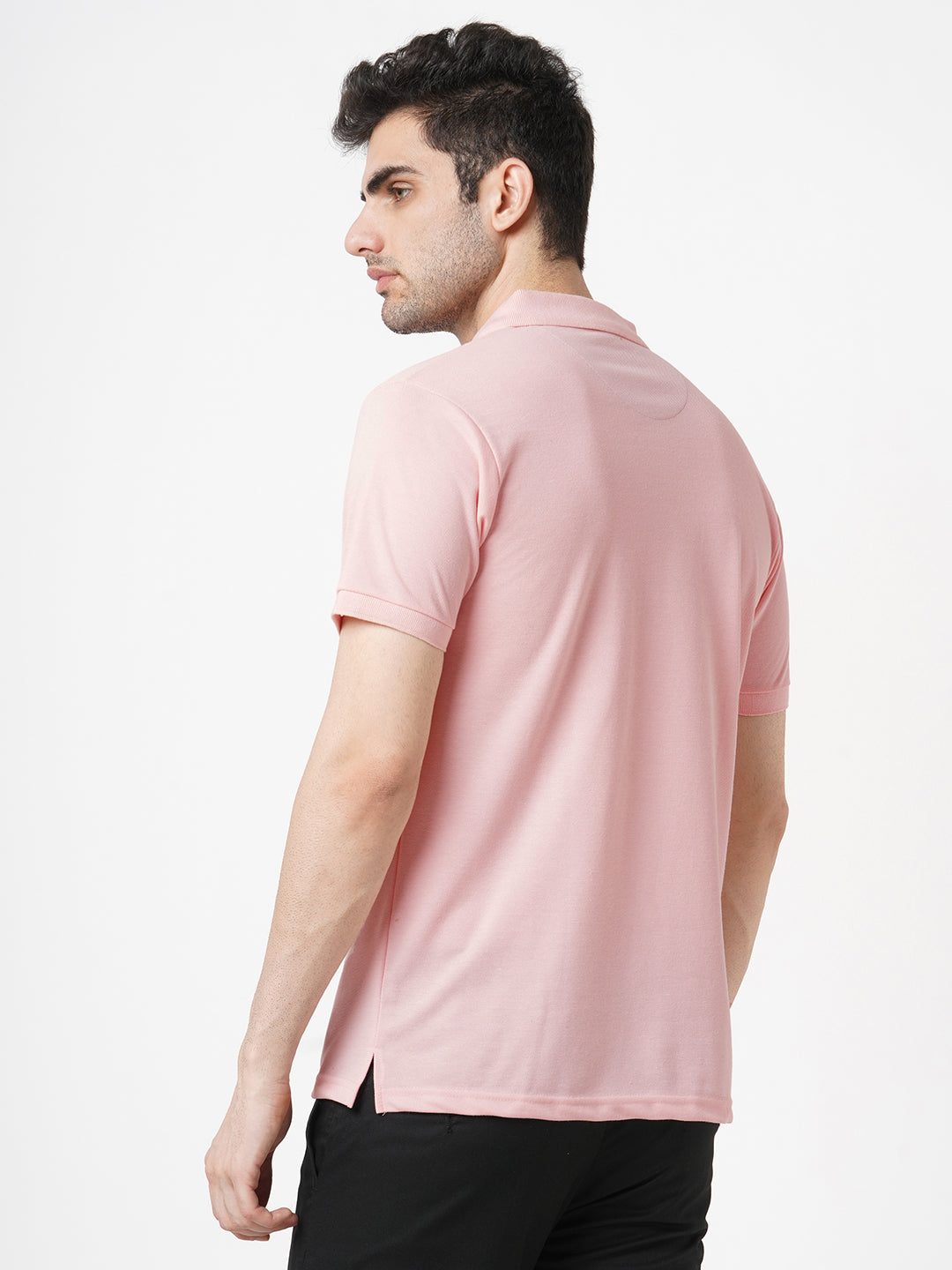 STITCH HUB Johnny Polo Men's Tshirt - Baby Pink Cotton Rich Blend, Regular Fit, Stylish & Versatile for Casual & Formal Wear