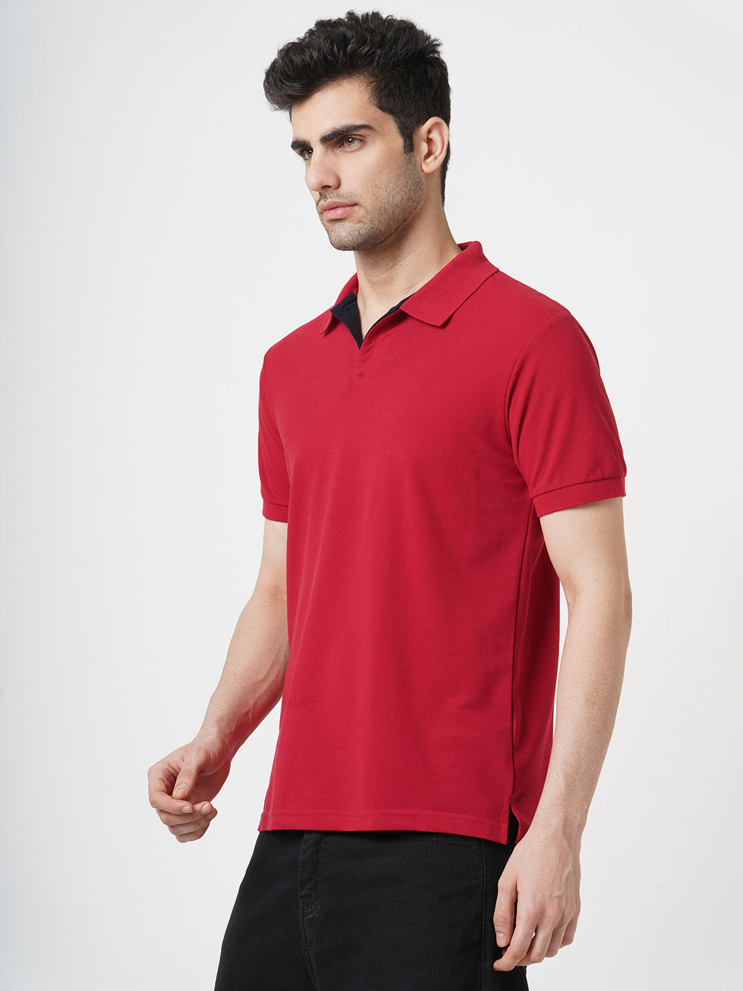 STITCH HUB Men's Polo Tshirt Cotton Rich Blend Regular Fit, Breathable, Versatile Casual & Formal Wear in Classic Red