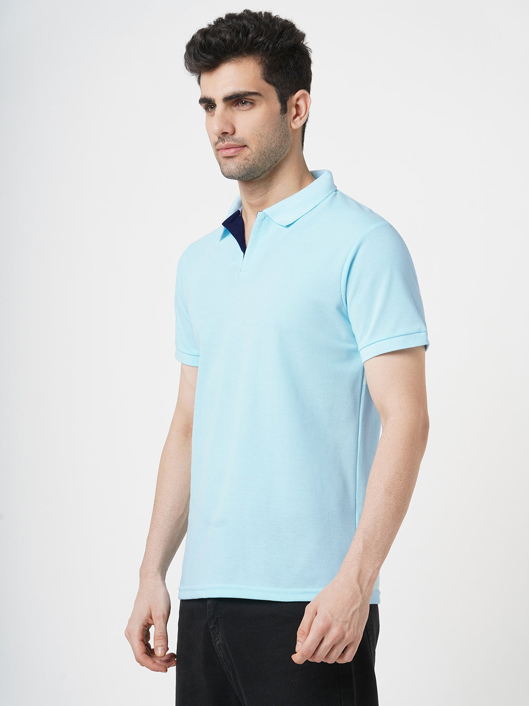 STITCH HUB Men's Aqua Polo Tshirt Cotton Rich Blend, Breathable & Stylish, Perfect for Casual & Outdoor Wear