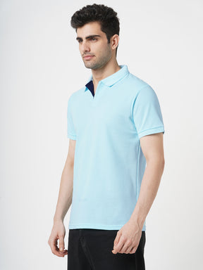STITCH HUB Men's Aqua Polo Tshirt Cotton Rich Blend, Breathable & Stylish, Perfect for Casual & Outdoor Wear