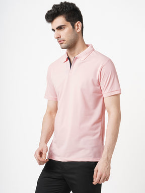 STITCH HUB Johnny Polo Men's Tshirt - Baby Pink Cotton Rich Blend, Regular Fit, Stylish & Versatile for Casual & Formal Wear