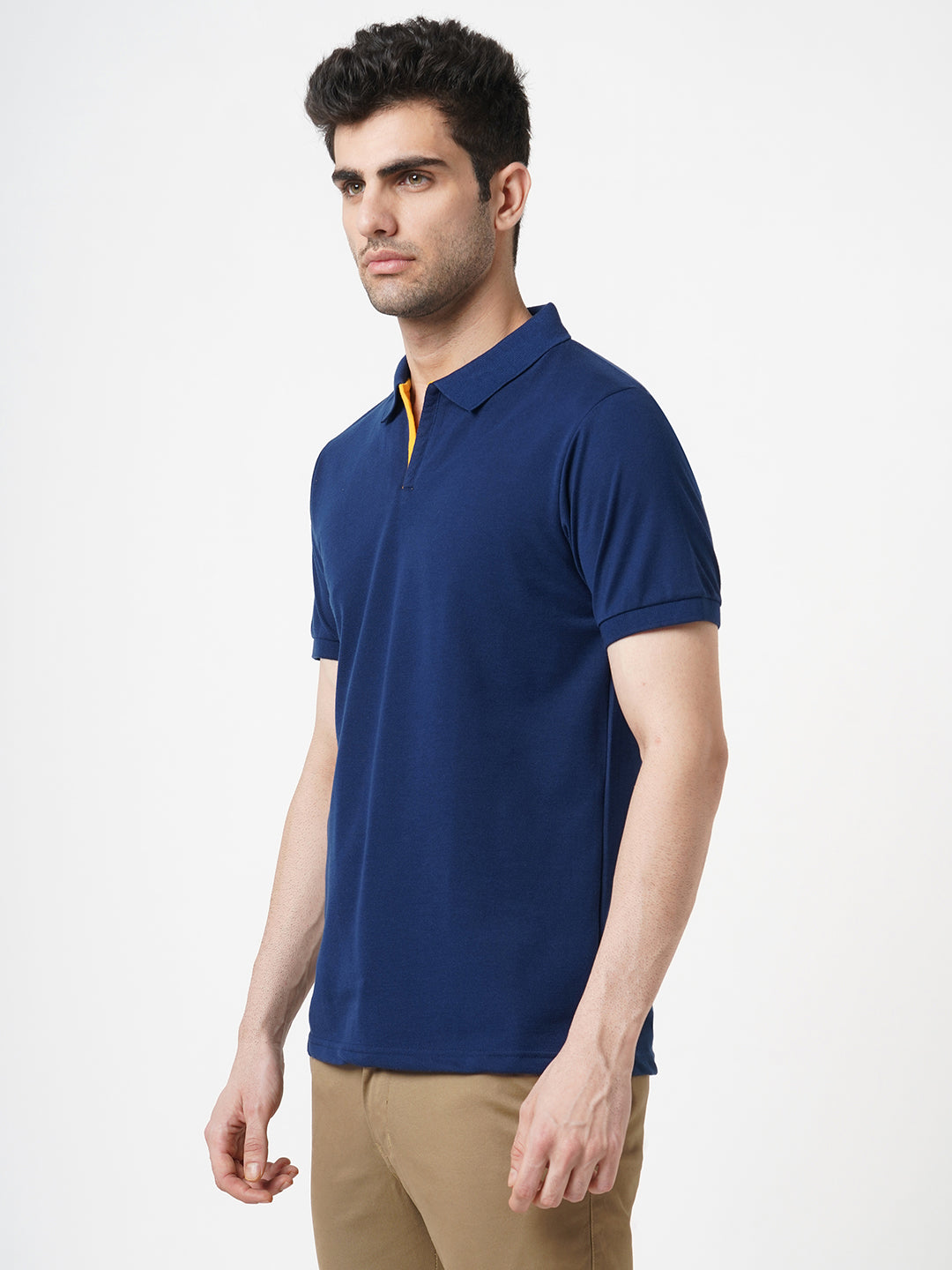 STITCH HUB Men's Polo Tshirt - Blue Cotton Rich Blend, Classic Fit for Versatile Casual & Formal Wear