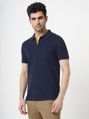 STITCH HUB Men's Johnny Polo Tshirt Navy Cotton Rich Blend, Classic Fit, Breathable & Stylish for Casual & Formal Wear