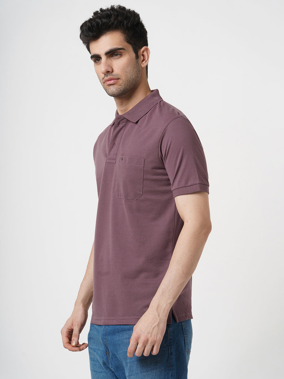 STITCH HUB Men's Matty Polo Tshirt – Mauve Cotton Rich Blend, Breathable & Stylish, Perfect for Casual & Outdoor Wear