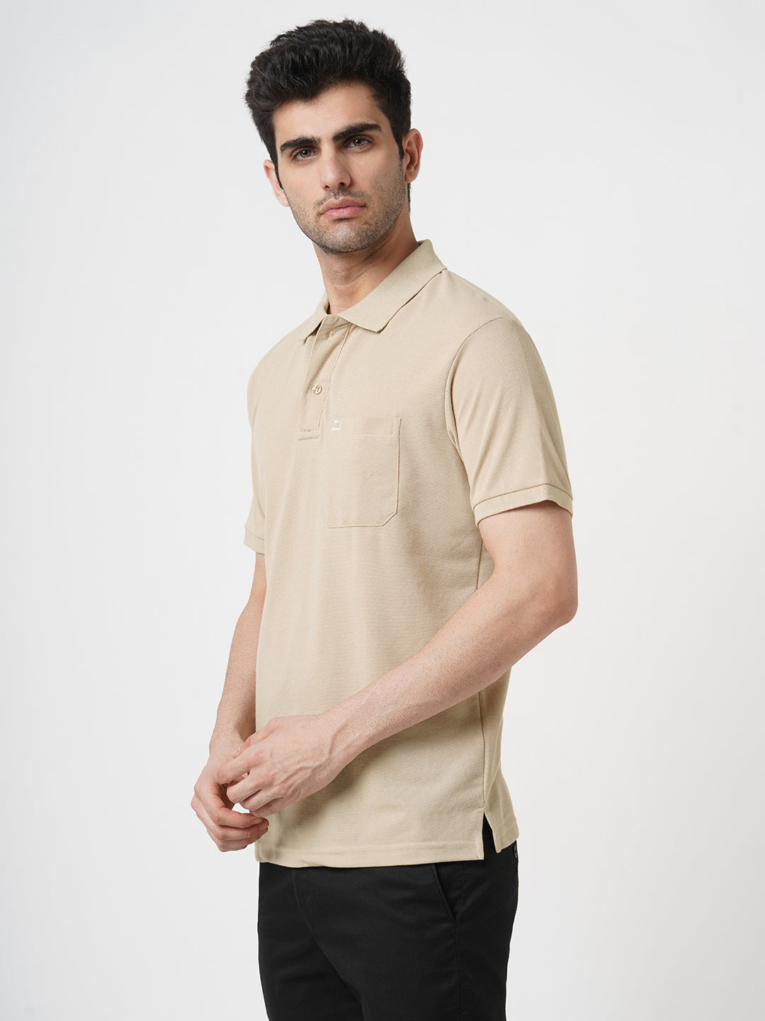 STITCH HUB Men's Matty Polo Tshirt – Beige, Cotton Rich Blend, Breathable, Stylish Casual & Formal Wear
