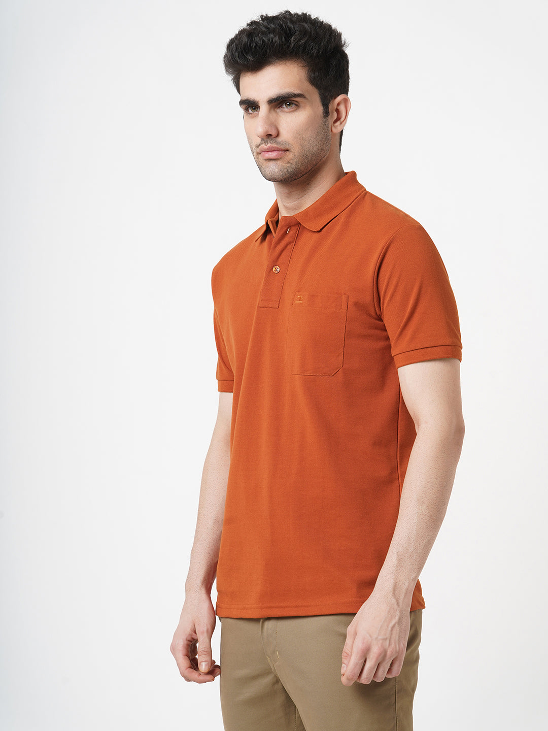STITCH HUB Matty Polo for Men, Rust Cotton Rich Blend – Stylish, Breathable, Durable Casual Wear
