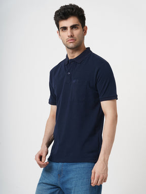 STITCH HUB Men's Matty Polo Tshirt – Navy, Cotton Rich Blend, Breathable & Stylish for Casual & Formal Wear