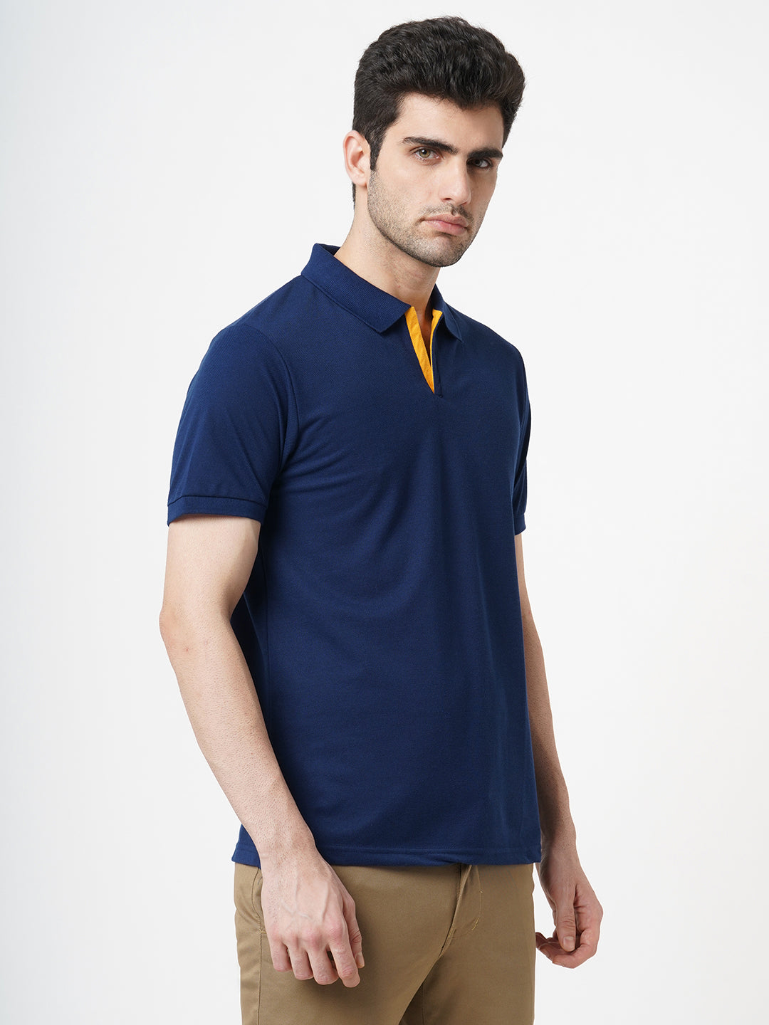 STITCH HUB Men's Polo Tshirt - Blue Cotton Rich Blend, Classic Fit for Versatile Casual & Formal Wear