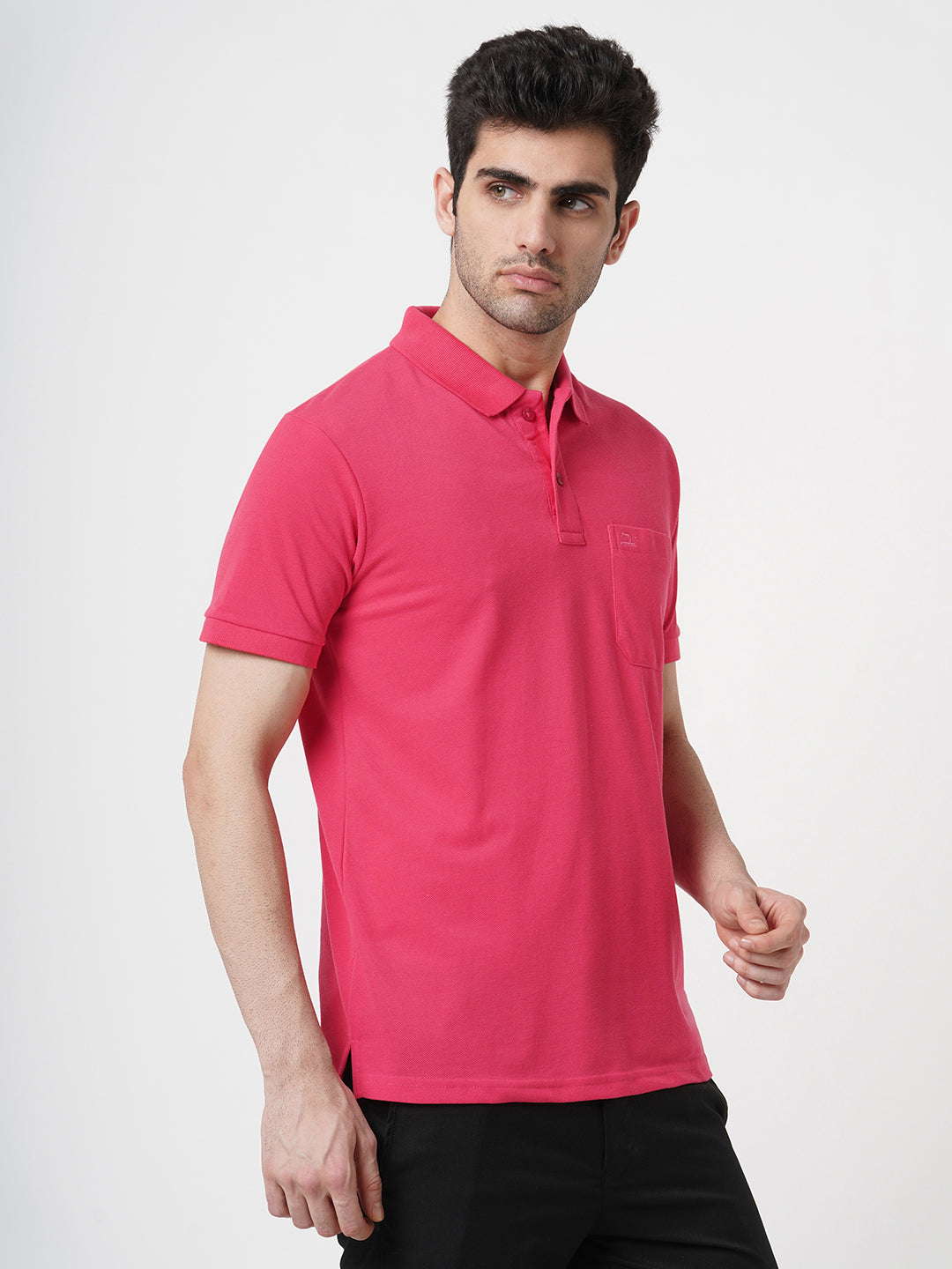 STITCH HUB Men's Matty Polo Tshirt Cotton Rich Blend – Pink Regular Fit, Breathable & Stylish for Casual & Outdoor Wear