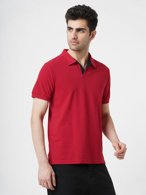 STITCH HUB Men's Polo Tshirt Cotton Rich Blend Regular Fit, Breathable, Versatile Casual & Formal Wear in Classic Red