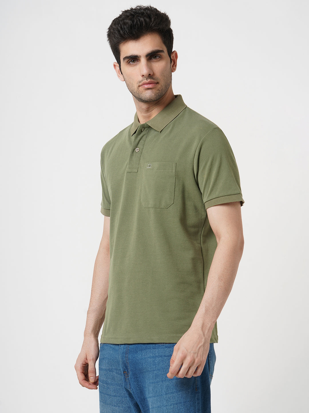 STITCH HUB Men's Matty Polo Tshirt – Cotton Rich Blend, Regular Fit, Breathable & Durable, Perfect for Casual & Formal Wear in Stylish Olive