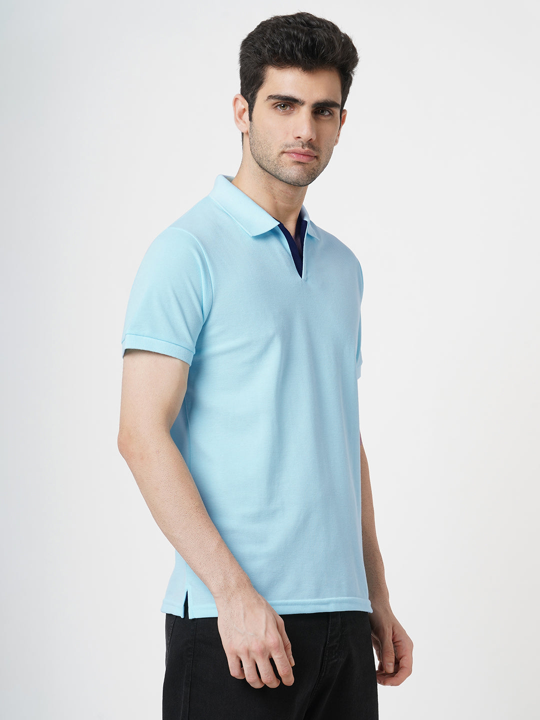 STITCH HUB Men's Aqua Polo Tshirt Cotton Rich Blend, Breathable & Stylish, Perfect for Casual & Outdoor Wear