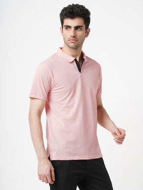 STITCH HUB Johnny Polo Men's Tshirt - Baby Pink Cotton Rich Blend, Regular Fit, Stylish & Versatile for Casual & Formal Wear