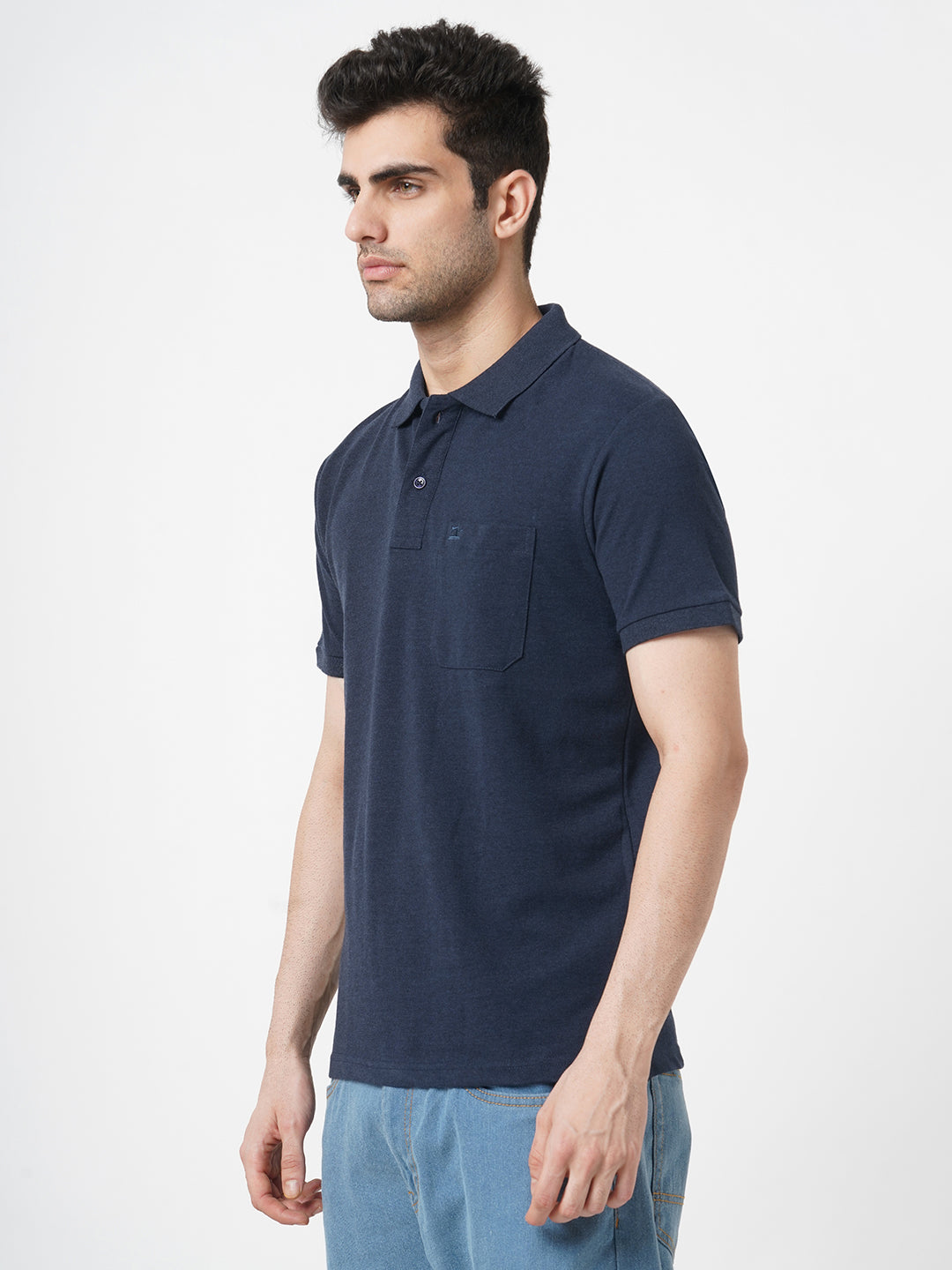 STITCH HUB Men's Matty Polo Navy Tshirt – Cotton Rich Blend, Stylish & Comfortable, Perfect for Casual & Formal Wear