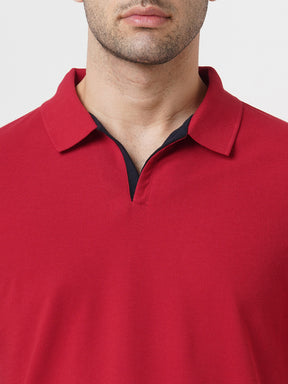 STITCH HUB Men's Polo Tshirt Cotton Rich Blend Regular Fit, Breathable, Versatile Casual & Formal Wear in Classic Red