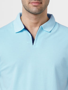 STITCH HUB Men's Aqua Polo Tshirt Cotton Rich Blend, Breathable & Stylish, Perfect for Casual & Outdoor Wear