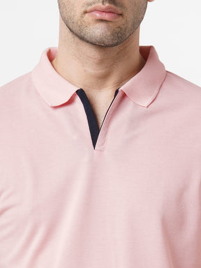 STITCH HUB Johnny Polo Men's Tshirt - Baby Pink Cotton Rich Blend, Regular Fit, Stylish & Versatile for Casual & Formal Wear
