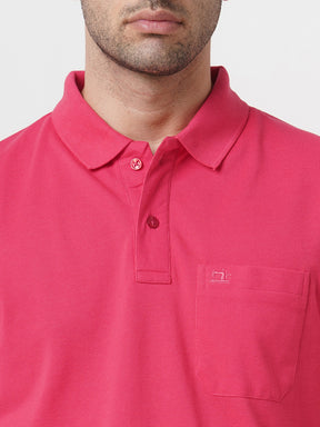 STITCH HUB Men's Matty Polo Tshirt Cotton Rich Blend – Pink Regular Fit, Breathable & Stylish for Casual & Outdoor Wear