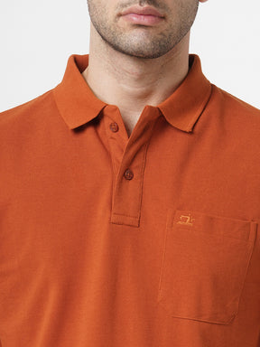 STITCH HUB Matty Polo for Men, Rust Cotton Rich Blend – Stylish, Breathable, Durable Casual Wear