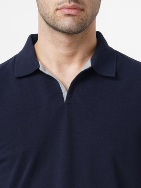 STITCH HUB Men's Johnny Polo Tshirt - Navy Cotton Rich Blend, Regular Fit, Stretchable, Formal & Casual Wear for Stylish Comfort