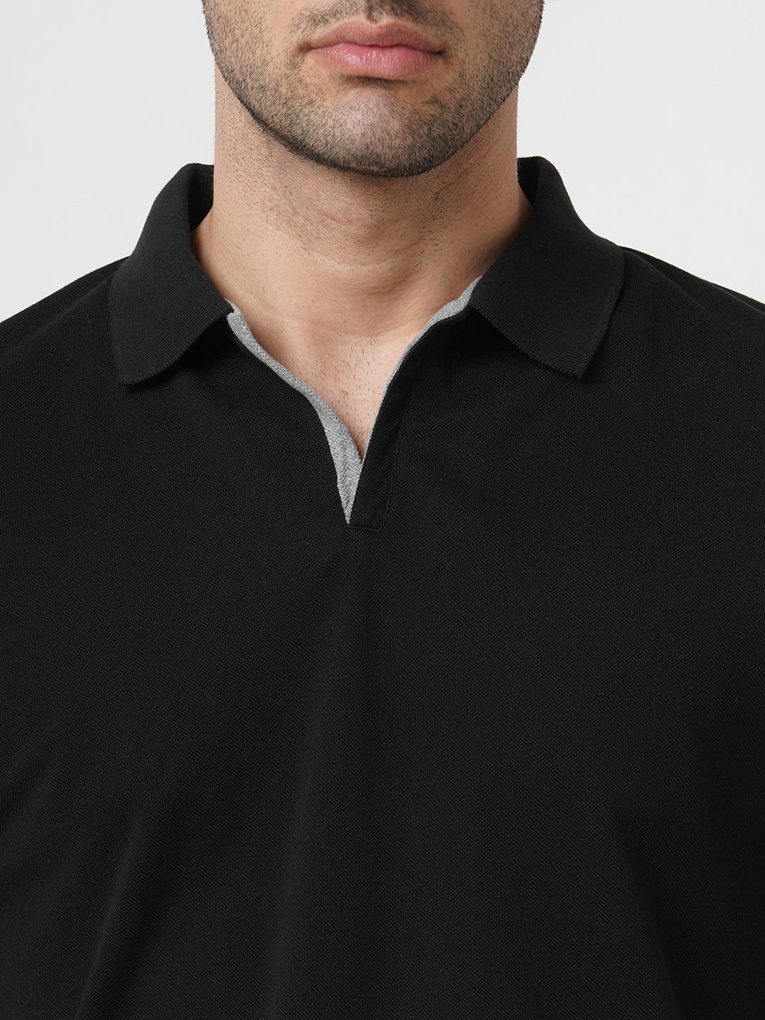 STITCH HUB Men's Johnny Polo Tshirt - Black Regular Fit, Cotton Rich Blend, Breathable & Durable for Formal and Casual Wear