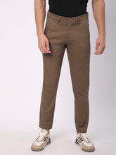 Stitch Hub Coffee Fine Twill Cotton Chinos For Men- Regular Fit With Solid Pattern