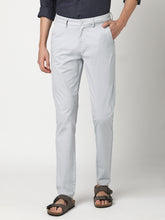 Stitch Hub Grey Cotton Chinos For Men- Regular Fit With Solid Pattern