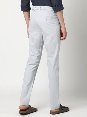 Stitch Hub Grey Cotton Chinos For Men- Regular Fit With Solid Pattern